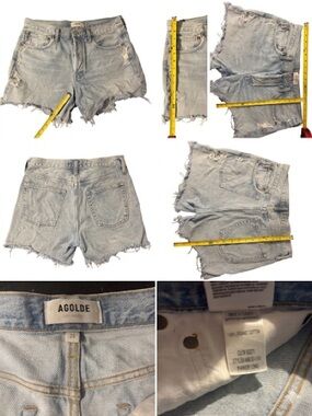 Agolde Light Wash Distressed Denim Cutoff Shorts
